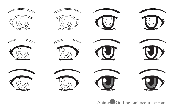 Premium Vector | Anime manga girl expressions eyes set