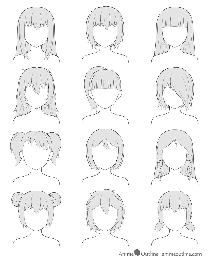 Anime Hair Different Hairstyles Drawing 