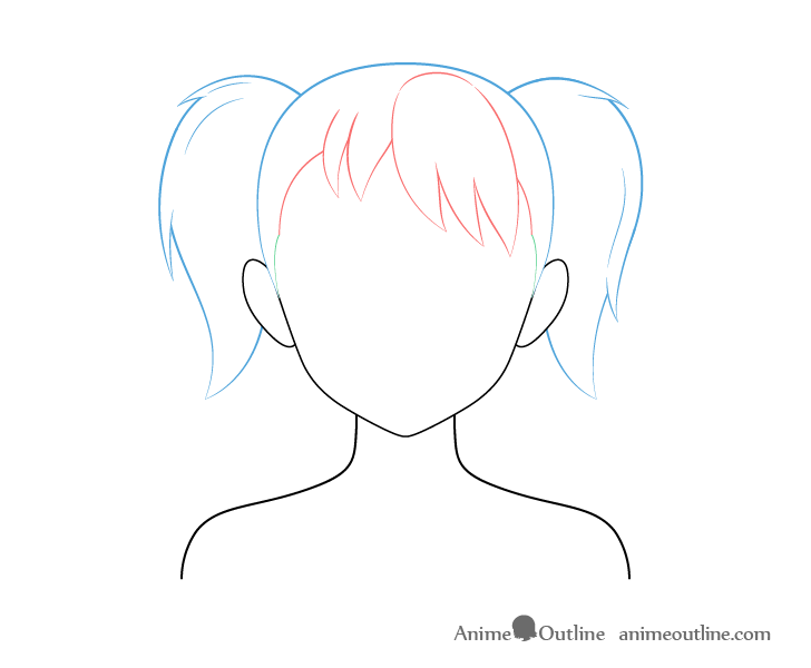 How to Draw Anime Hair - Female printable step by step drawing sheet :  DrawingTutorials101.com