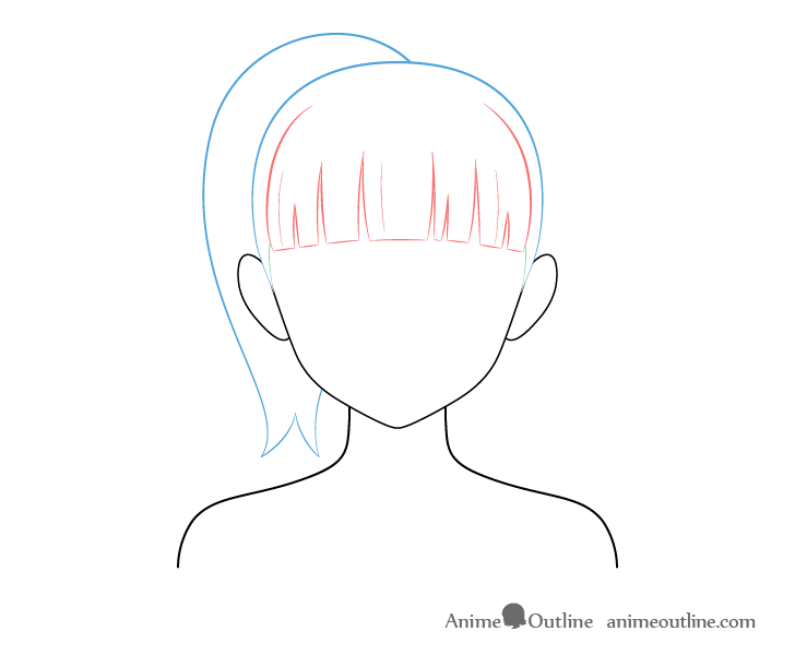 Anime pony tail hair drawing breakdown
