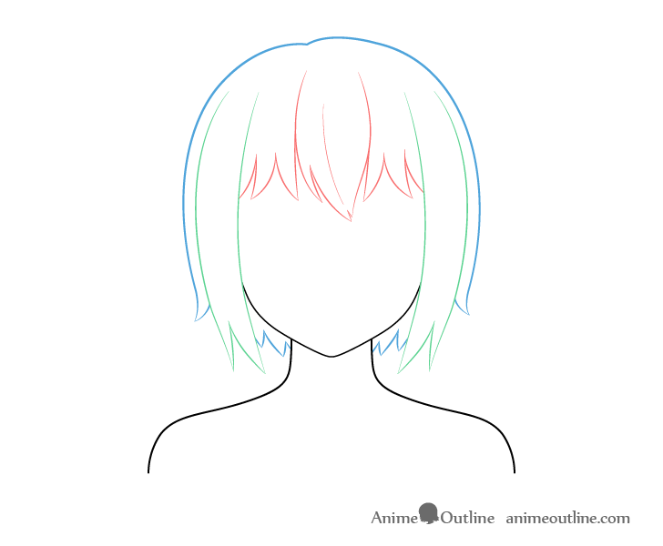 Anime short hair drawing breakdown