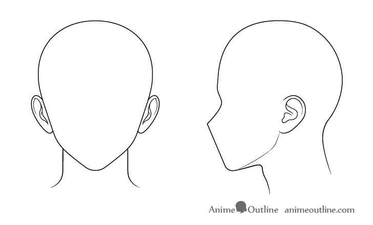 Anime male ears inner details drawing