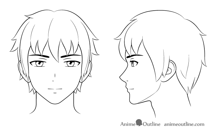 Anime male face line drawing