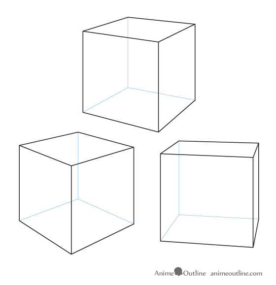 Cubes drawn in perspective