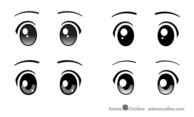 Hand drawn cute anime eyes Colored vector set All elements are isolated  Stock Vector  Adobe Stock