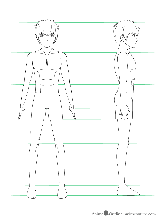 Manga Boy Body Proportions / Step by step tutorial for drawing