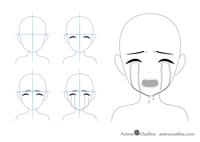 how to draw crying anime eyes step by step