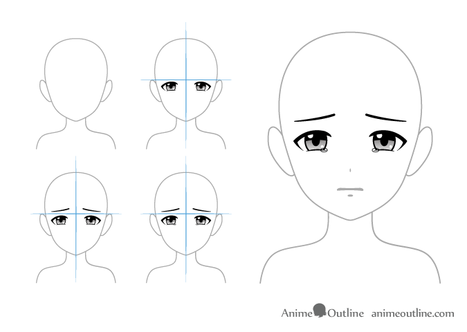 Premium Vector | Anime girl crying tears visible on her face
