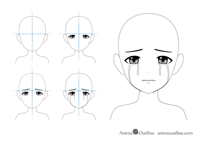 how to draw crying eyes step by step