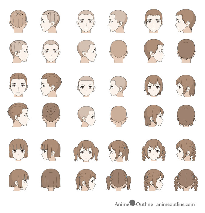 Vector Big Set of Anime Faces with Hair Flat Gray Icons of Girls for Web  and Mobile Default Placeholder Avatar Profile on Gray Background Gray  Stock Vector Image  Art  Alamy