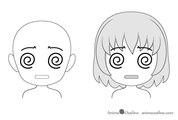 Anime chibi dazed or confused facial expression drawing