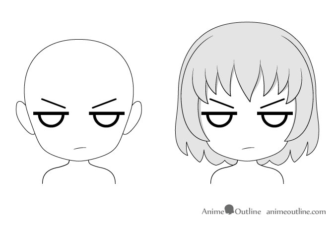 Anime chibi ticked off facial expression drawing