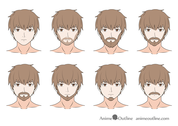 anime style happy man with a beard and a red hair cut