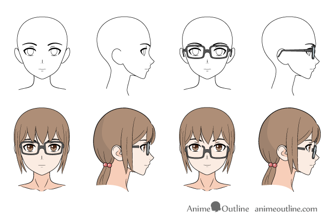 how to draw anime girl eyes with glasses