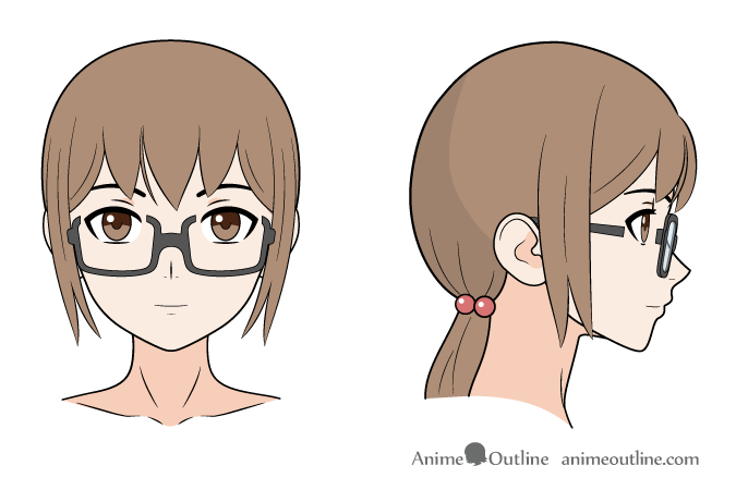 chibi girl with glasses drawing