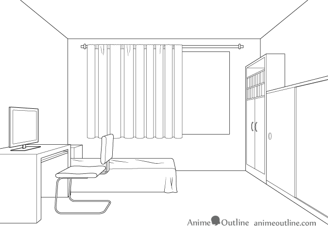 One Point Perspective Room Drawing Tutorial Animeoutline