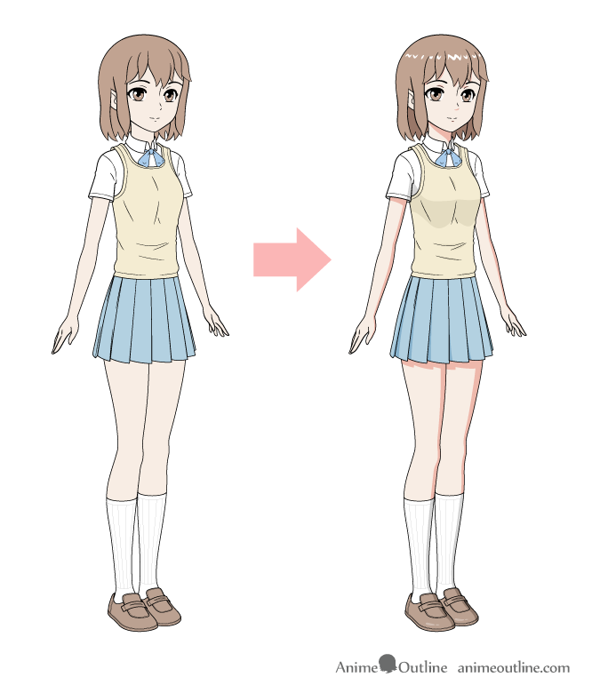 How To Draw An Anime School Girl, Step by Step, Drawing Guide, by Dawn -  DragoArt