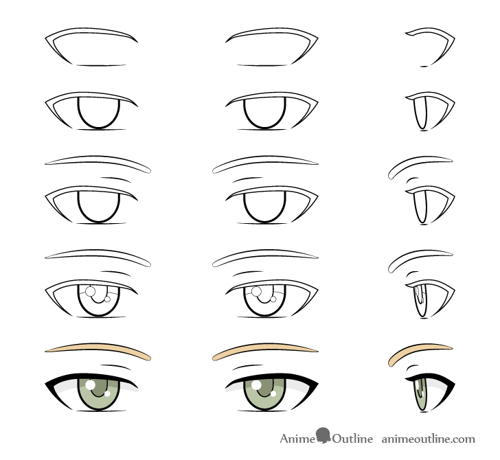 Anime woman eyes drawing step by step