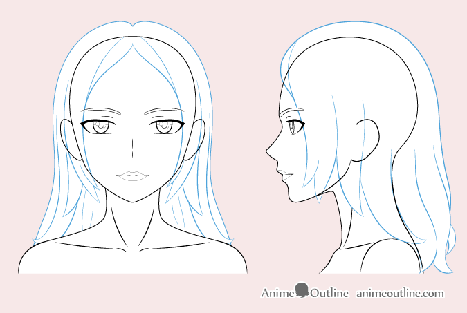 Anime woman hair drawing