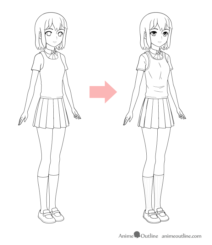 How To Draw Cute School Girl Anime, Drawing Cute School Gir…