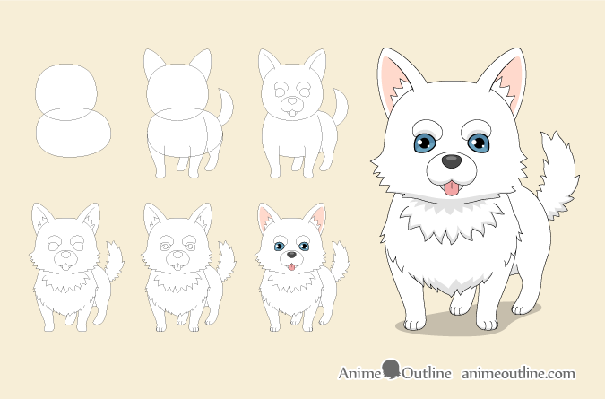 How To Draw An Anime Dog Anime Dog Step by Step Drawing Guide by Dawn   DragoArt