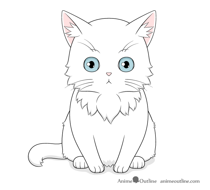 Cat Anime Drawing Kavaii Animated cartoon Painted white cat watercolor  Painting blue white png  PNGWing