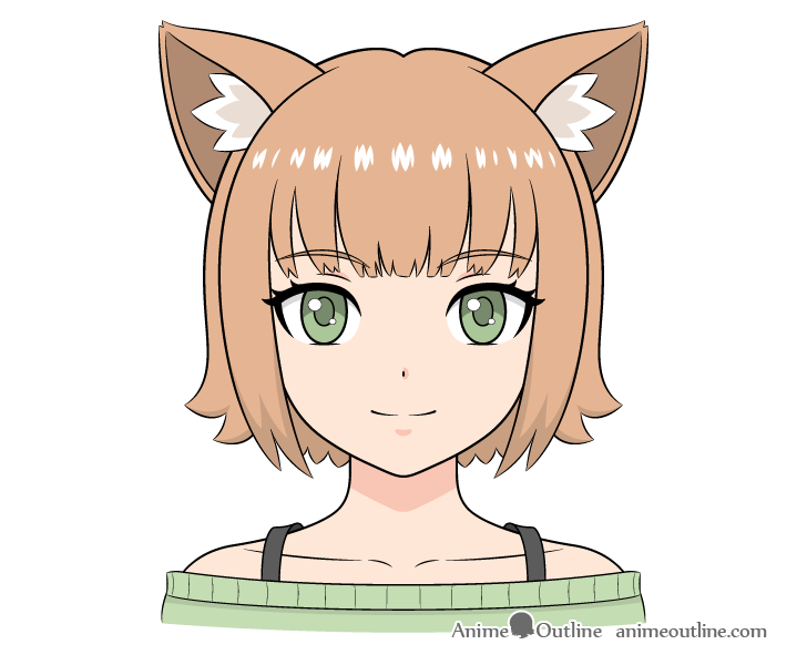 anime girls original characters cat girl nekomimi cat ears animal ears  brunette long hair bangs looking