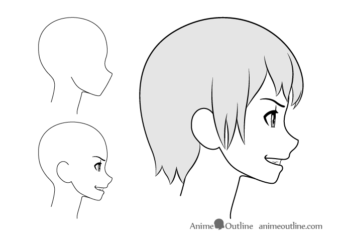 how to draw a male face side view