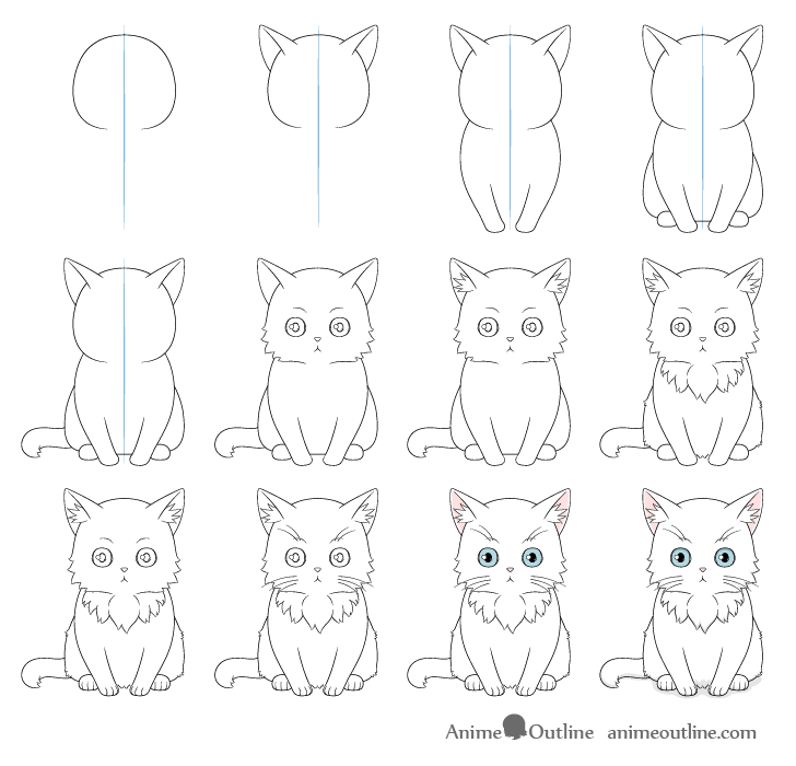 How to Draw an Anime Cat Step by Step - AnimeOutline
