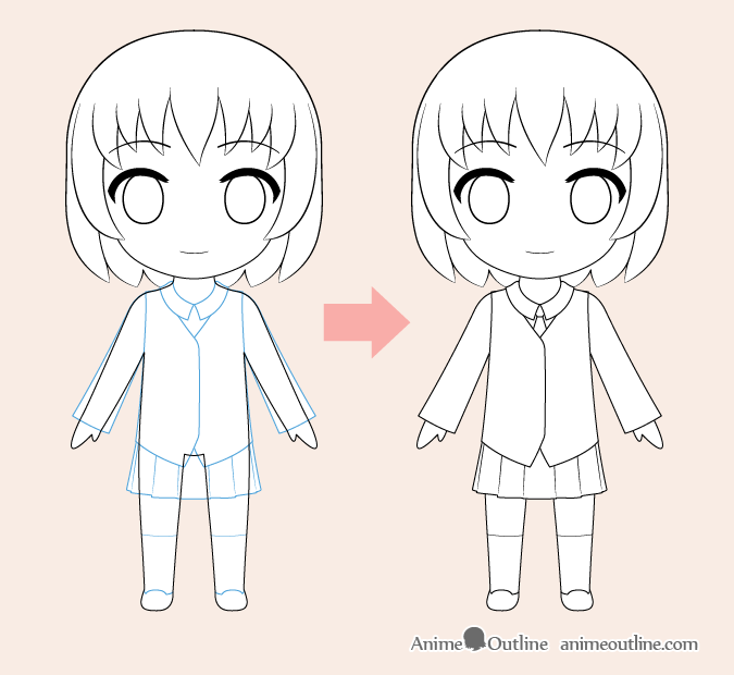 How To Draw Chibi Anime Character Step By Step Animeoutline - how to draw chibi roblox characters