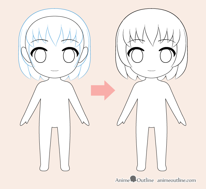 how to draw chibi body step by step