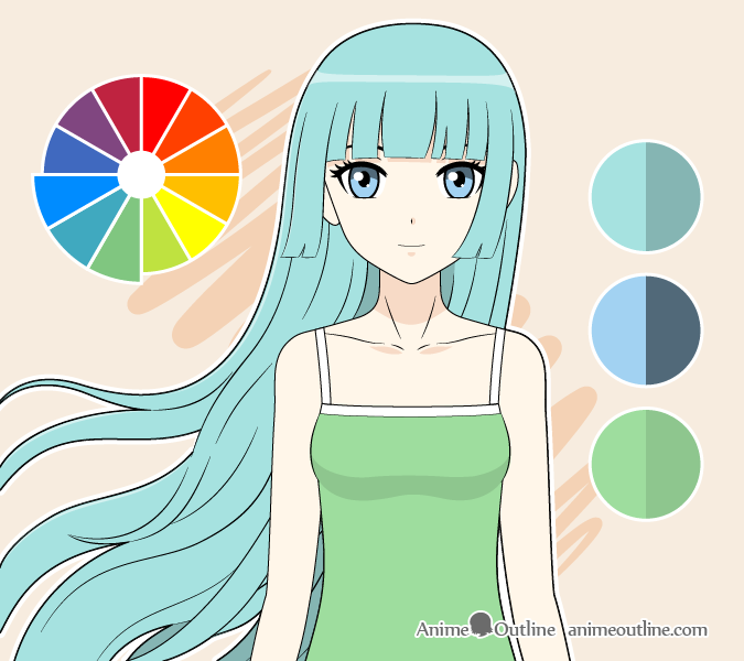 Anime girl analog colors drawing