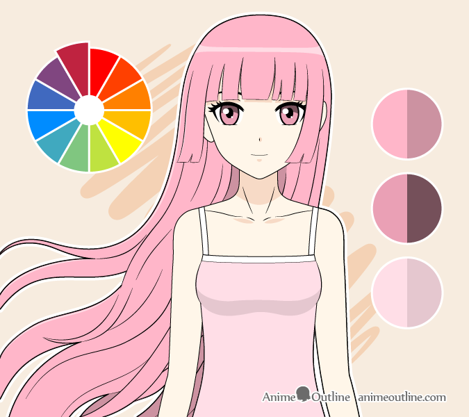 how to draw anime girl, different anime characters, colourful drawing