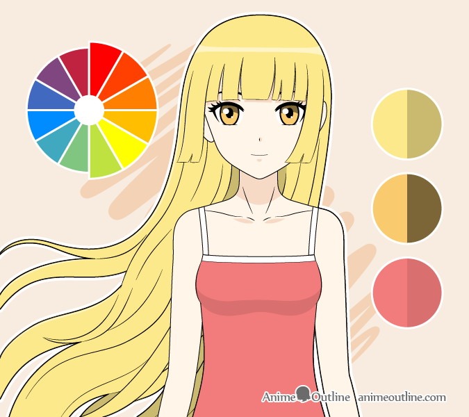 Anime girl warm colors drawing
