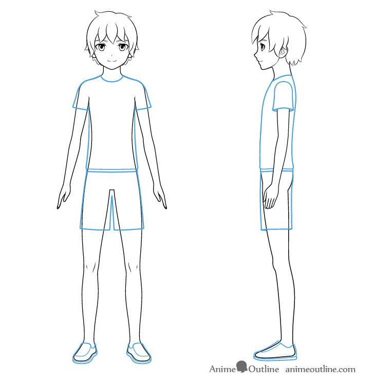 A simple sketch of boy using mobile Royalty Free Vector