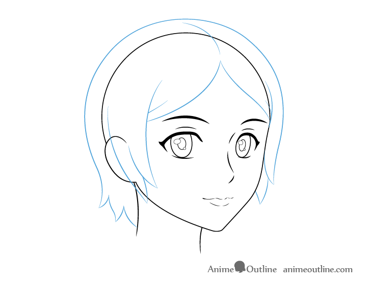 How To Draw An Anime Female Face 3 4 View Animeoutline