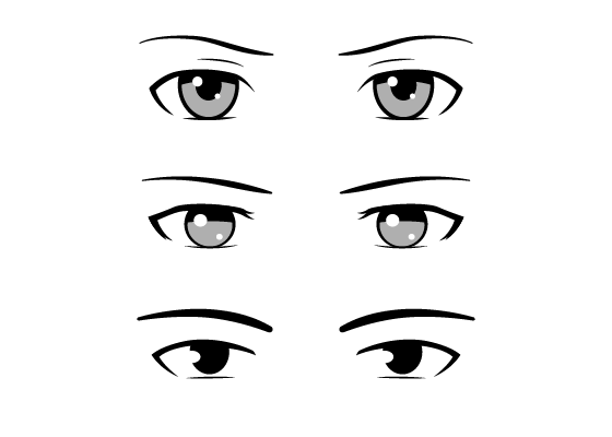 Set of 3 types of eyes in anime or manga style. The image is separated from  the white background. 22101347 Vector Art at Vecteezy