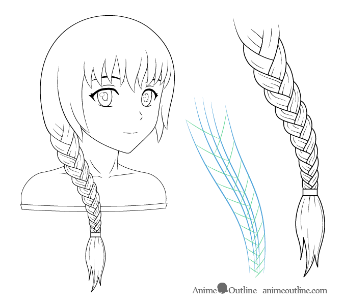 how to draw a girl with braided hair