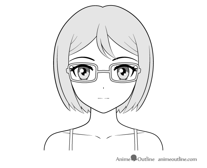 Anime bookworm girl face drawing
