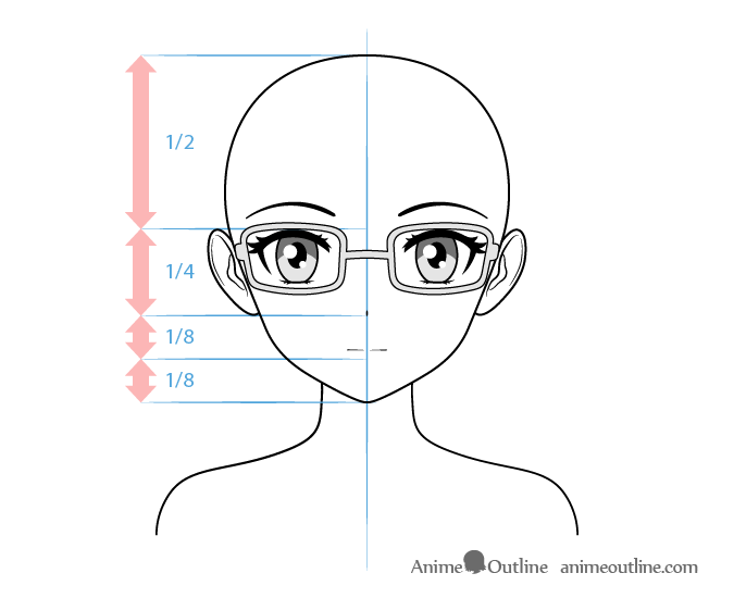 Anime bookworm female character face drawing