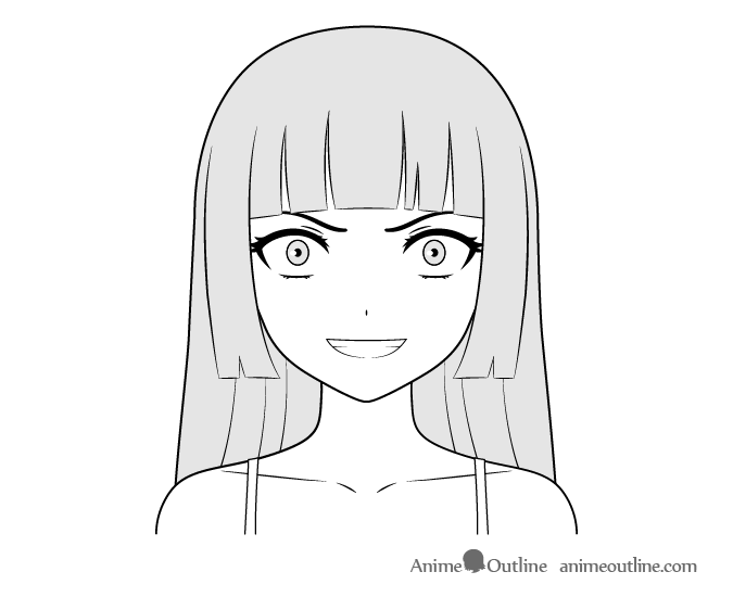 evil anime girl smile drawing