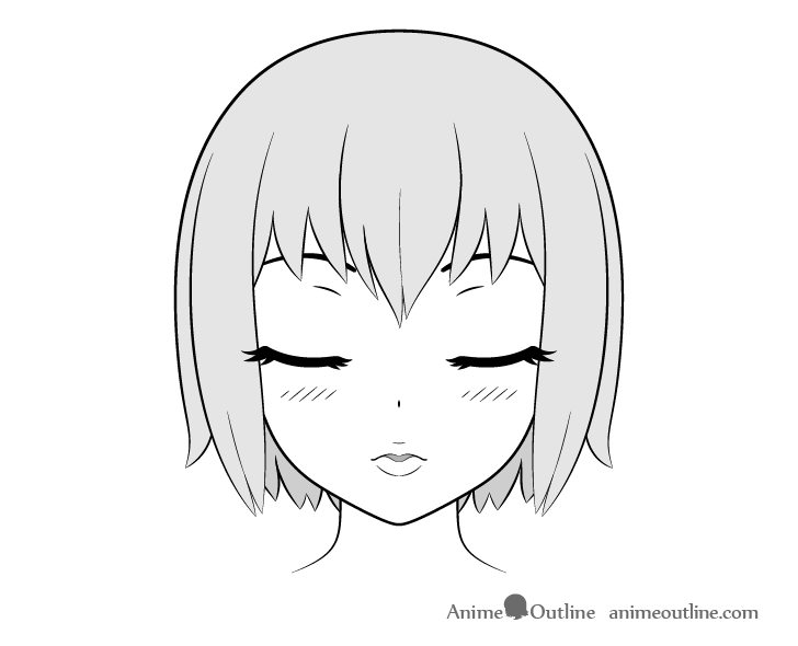 Anime kissing face front view drawing
