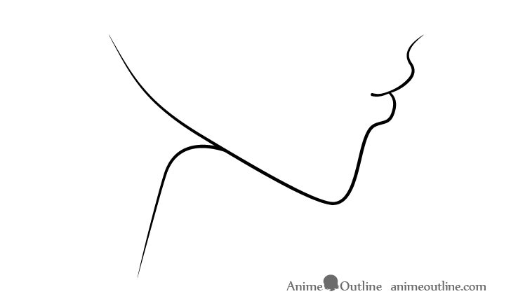 Anime kissing lips side view drawing