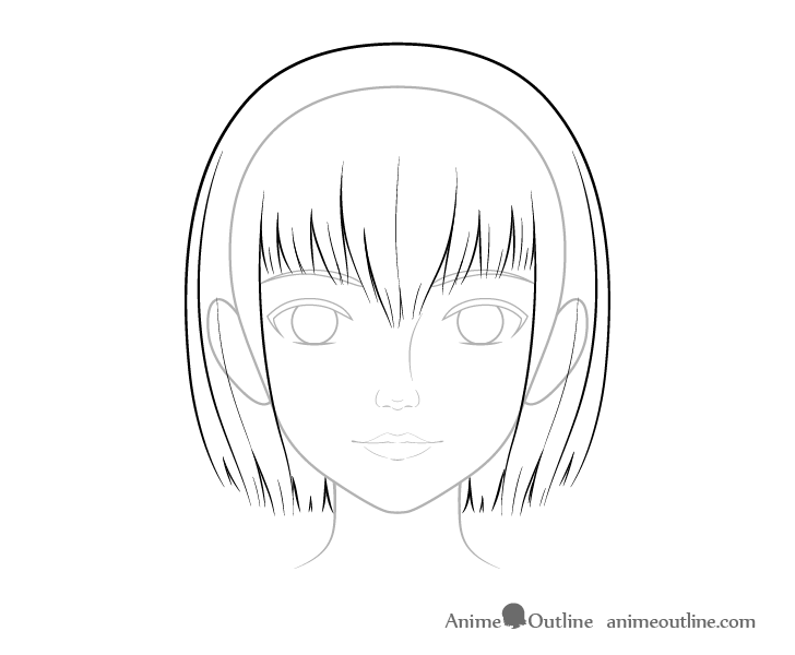 Realistic anime hair drawing