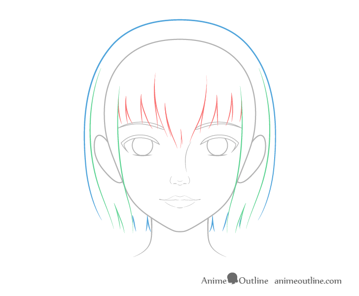 Realistic anime hair drawing breakdown