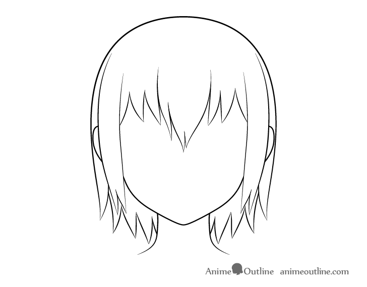Anime wet hair outline drawing