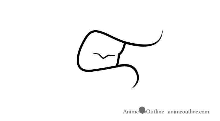 Anime grinding teeth mouth side view drawing