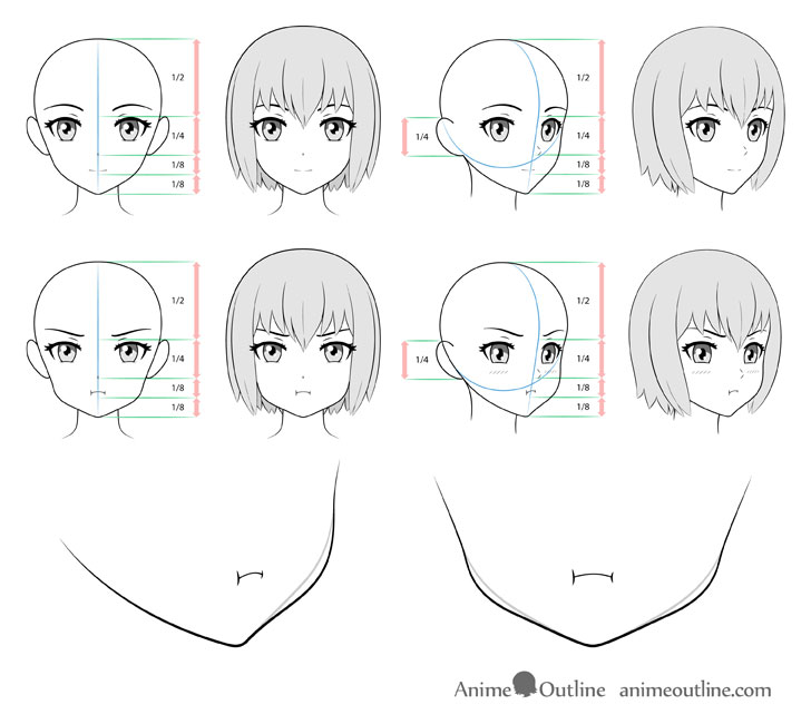 How To Draw Manga Heads Step by Step Drawing Guide by PuzzlePieces   DragoArt