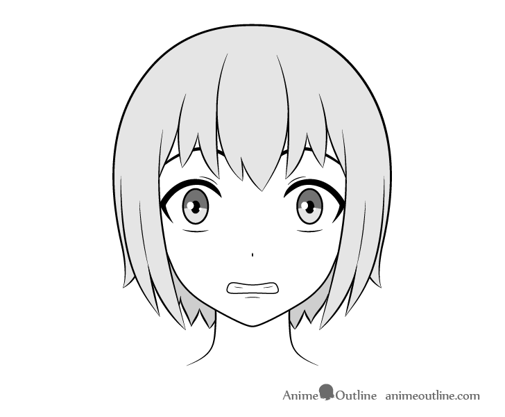 Anime teeth scared face drawing