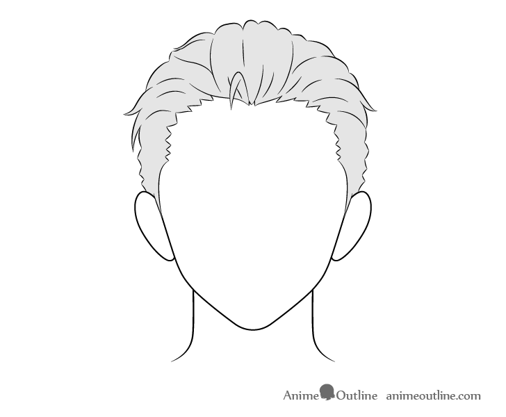Anime combed back male hair drawing